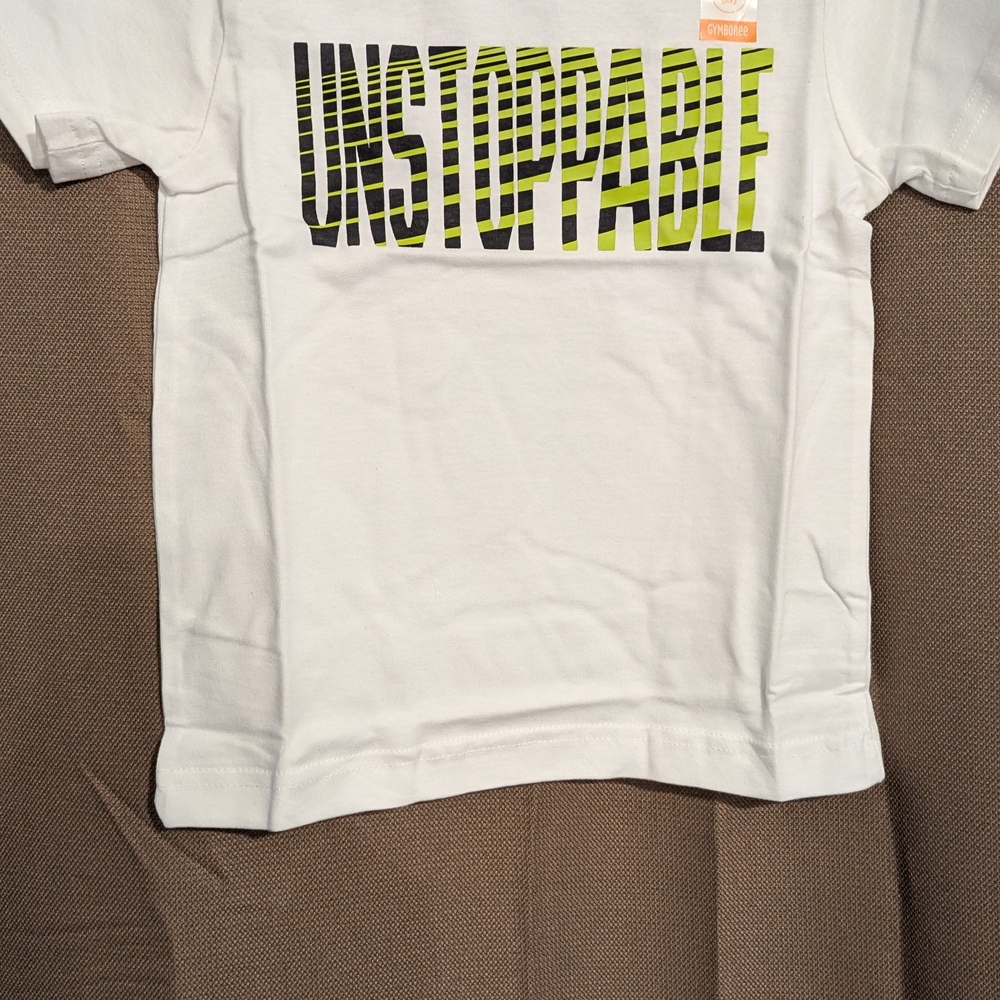 Gymboree White Tee with Green and Black Stripes
